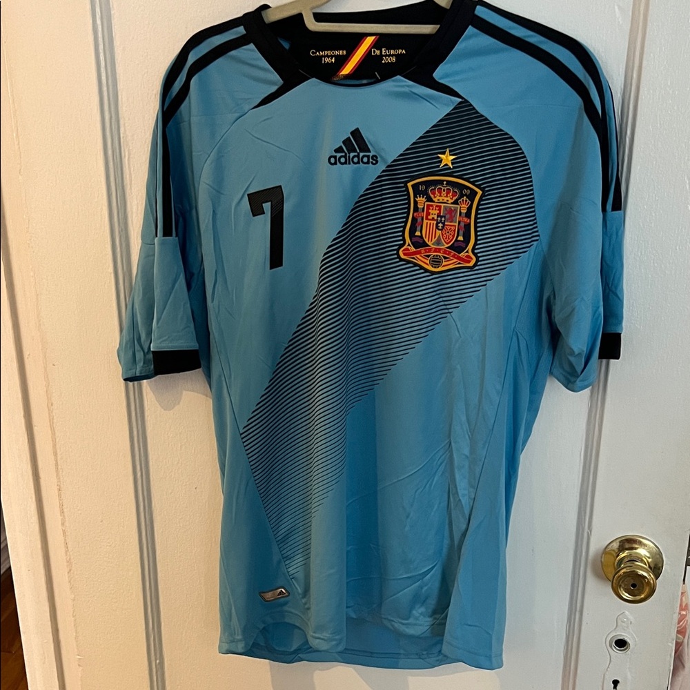 Adidas Men's Light Blue David Villa Spain Soccer Jersey